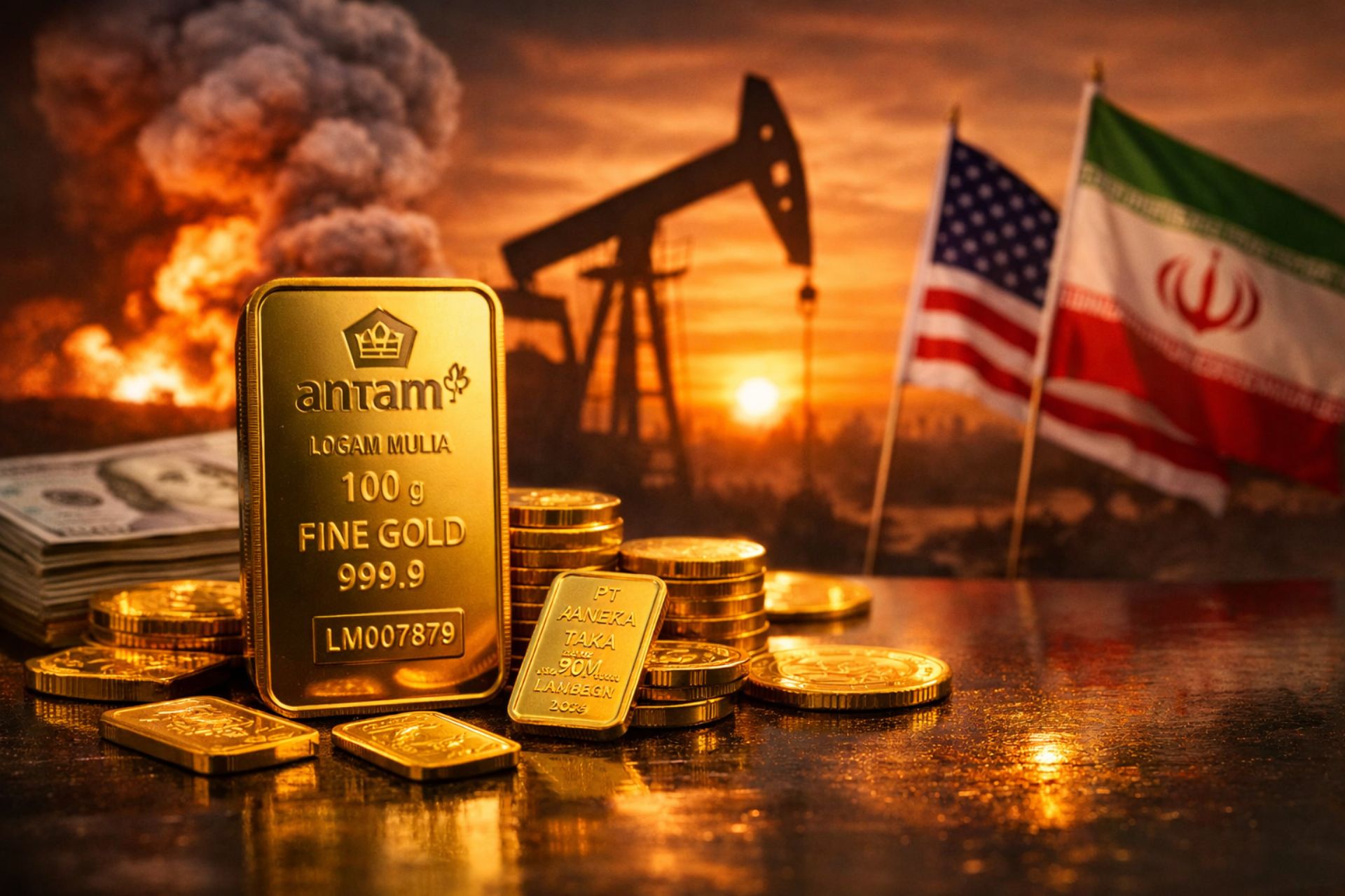 Harga Emas Dunia Melonjak, Antam Tembus Rp3,08 Juta per Gram di Tengah Ketegangan Timur Tengah